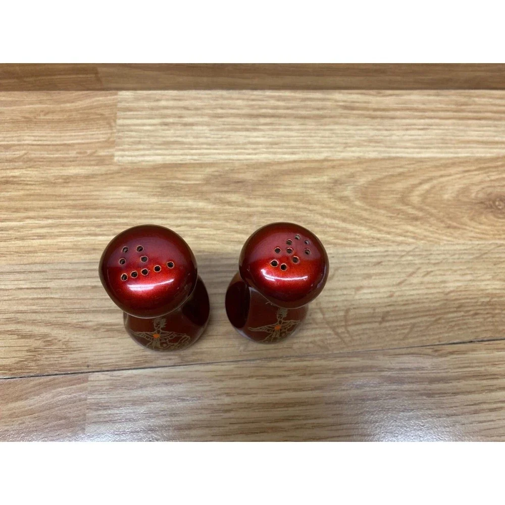 Vintage Panama Burgundy Red Ceramic Salt & Pepper Shakers